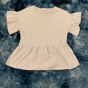 Blue and White Striped Orange Creek Top